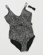 New Look Curve Belted Swimsuit In Animal-multi