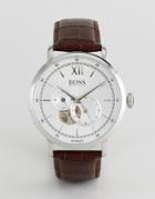 Boss By Hugo Boss 1513505 Signature Leather Watch In Brown - Brown