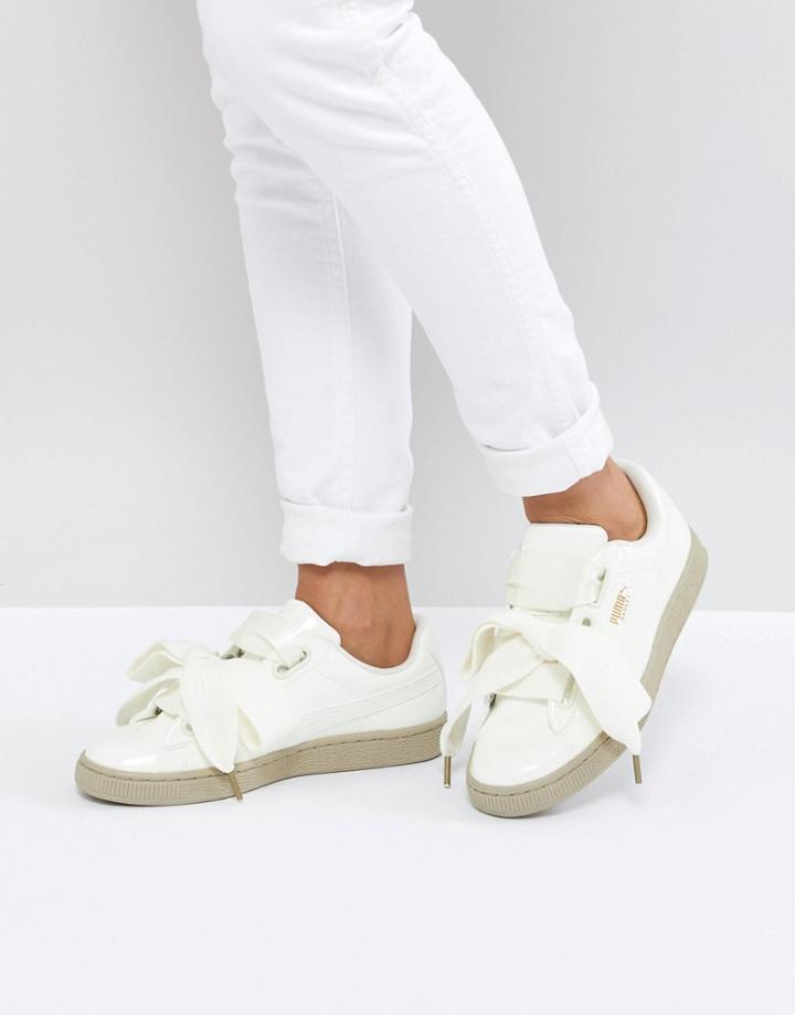 Puma Basket Heart Patent Sneakers - White