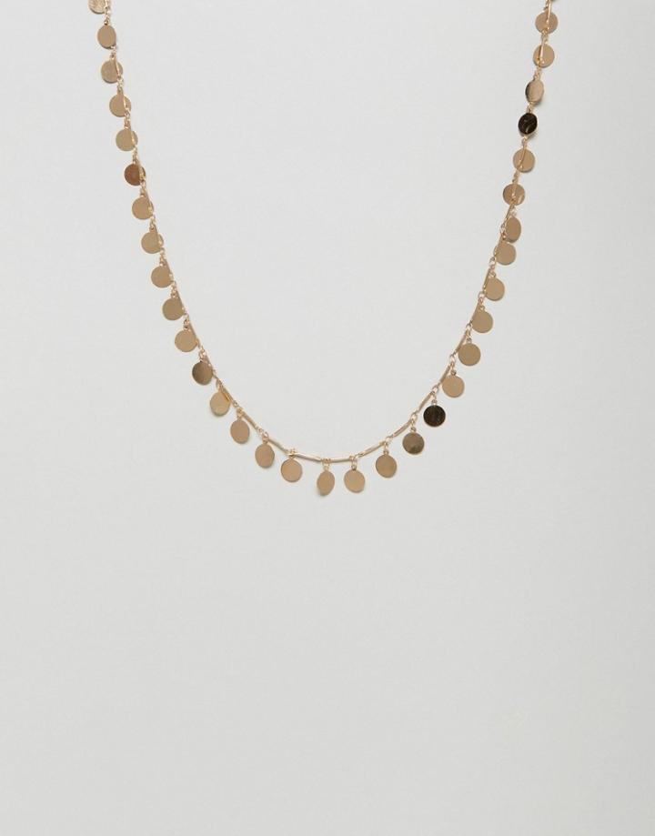 Nylon Multi Disc Necklace - Gold