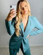 Asos Design Jersey Single Breasted Suit Blazer In Sage-green