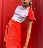 Collusion Raglan Rib Fitted Short Sleeve T-shirt In Lilac & Red-purple