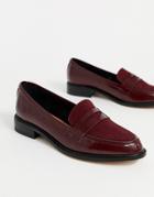 Asos Design Mantra Loafer Flat Shoes In Burgundy-red