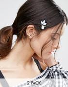 Asos Pack Of 2 Embellished Hair Clips - Multi