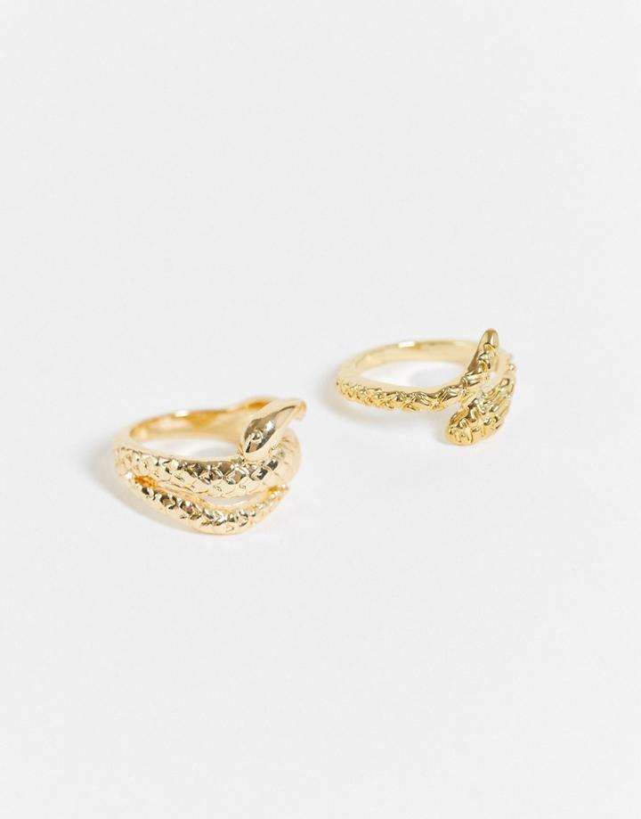 Pieces 2 Pack Snake Rings In Gold