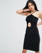 Love Rouched Dress With Cut Out Detail - Black