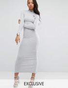 Puma Exclusive To Asos Bodycon Maxi Dress With Split Back - Gray