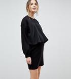 Asos Maternity Nursing Sweat Dress With Woven Overlay - Black