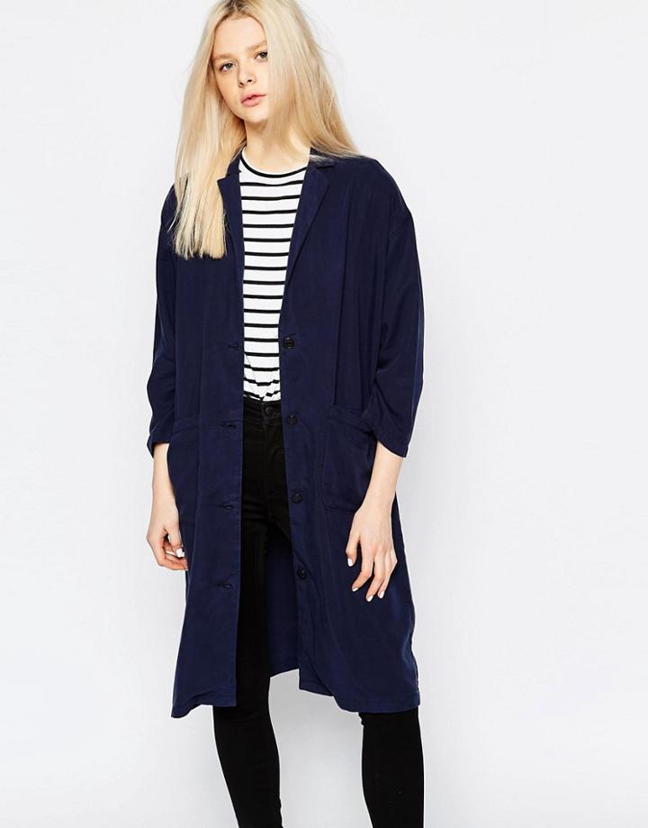 Monki Lightweight Coat - Navy