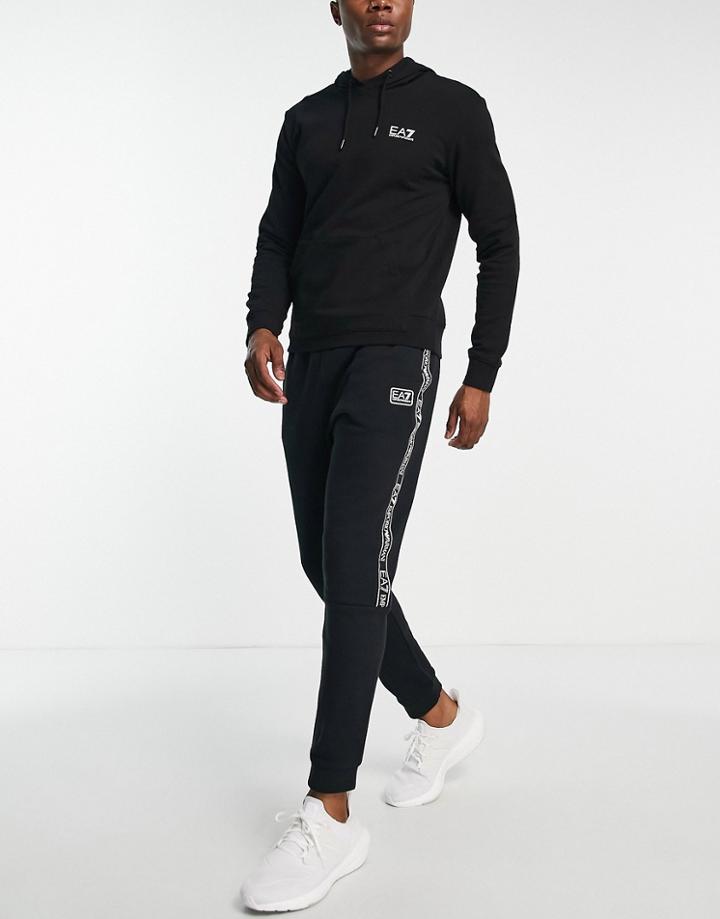 Armani Ea7 Taped Logo Sweatpants In Black