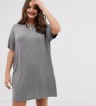 Asos Design Curve Pinch Back Marl T-shirt Dress - Gray