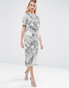 Asos Red Carpet Iridescent Midi T-shirt Dress - Gray