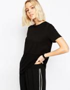 Asos Contrast Ribbed Panel T-shirt - Black