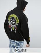 Reclaimed Vintage Inspired Guns N Roses Oversized Band Hoodie In Black With Back Print - Black