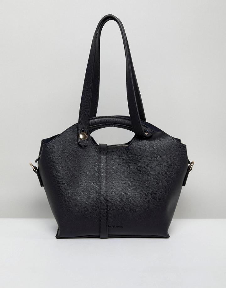 Melie Bianco Vegan Leather Handheld Bag With Optional Strap - Black