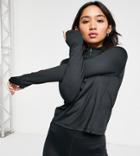 Asos 4505 Petite Slim Fit 1/4 Zip Long Sleeve Top-navy