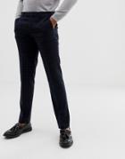 Harry Brown Navy And Gold Slim Fit Check Suit Pants - Blue