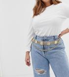 Asos Design Curve Coin Multi Chain Waist And Hip Belt - Gold