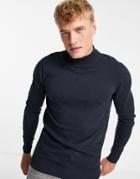 Threadbare Cotton Turtle Neck Sweater In Dark Green