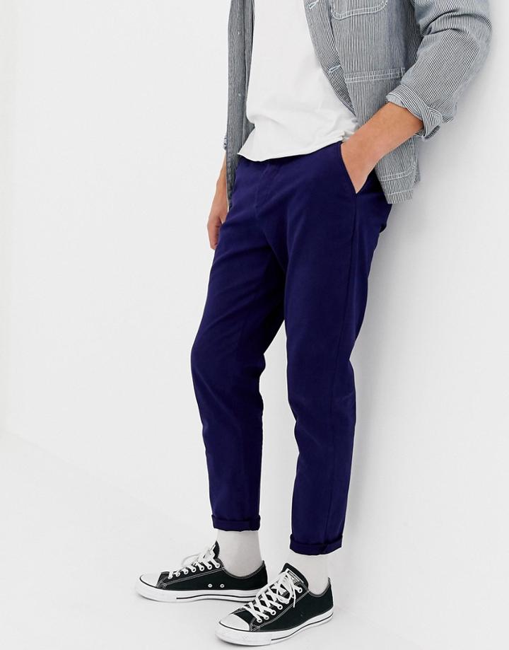 Asos Design Tapered Chinos In Deep Blue