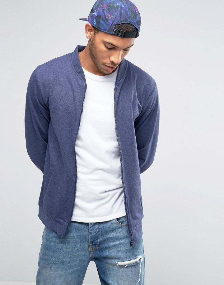 Troy Bomber Zip Sweater - Navy