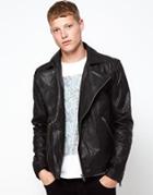 Barney's Leather Jacket Biker - Black