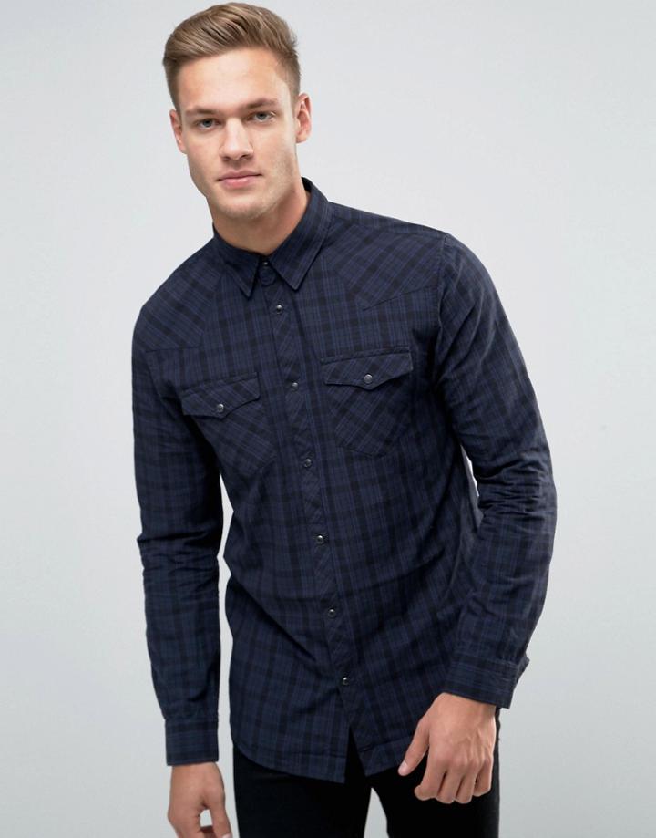New Look Western Check Shirt In Blue - Blue