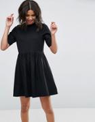 Asos Mini Ultimate Cotton Smock Dress - Black