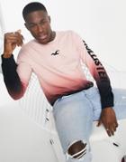 Hollister Central & Arm Logo Long Sleeve Top In Pink