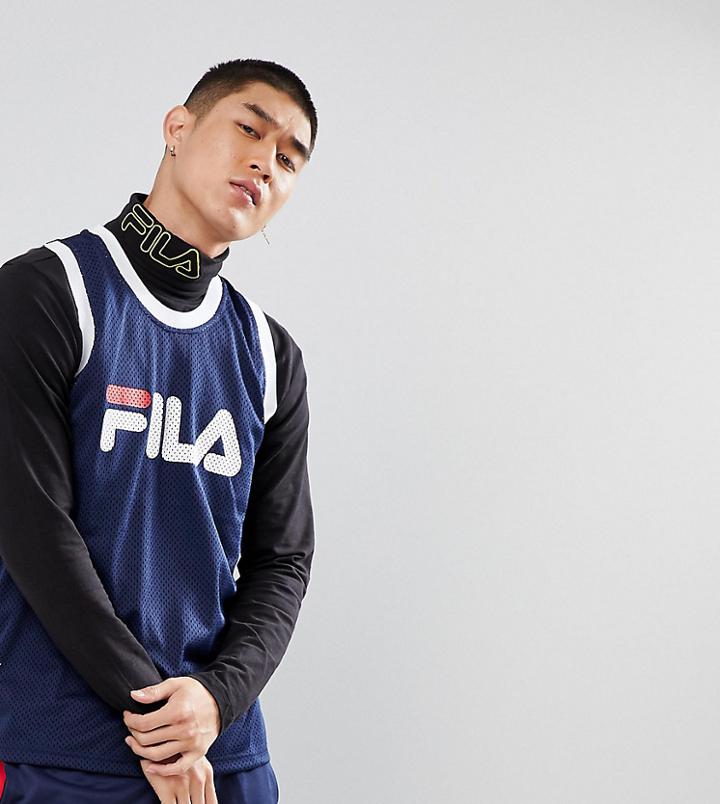 Fila Black Line Mesh Tank With Logo In Navy - Navy