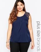 Junarose Plus Una Top With Lace Detail - Black Iris