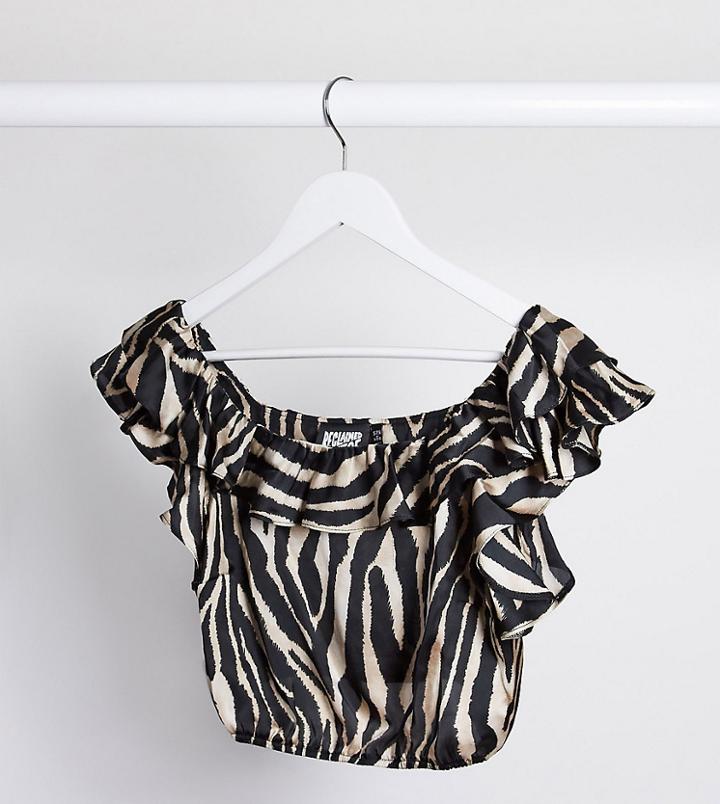 Reclaimed Vintage Inspired Top With Ruffle In Animal Print-multi
