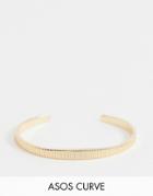 Asos Design Curve Cuff Bracelet In Textured Design In Gold - Gold