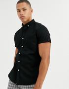 Asos Design Stretch Slim Organic Denim Shirt In Black