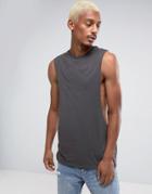 Asos Longline Tank With Extreme Dropped Armhole In Black - Black