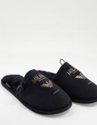 Emporio Armani Bodywear Large Contrast Eagle Logo Slippers In Black