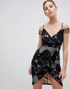 Ax Paris Contrast Lace Wrap Dress - Multi