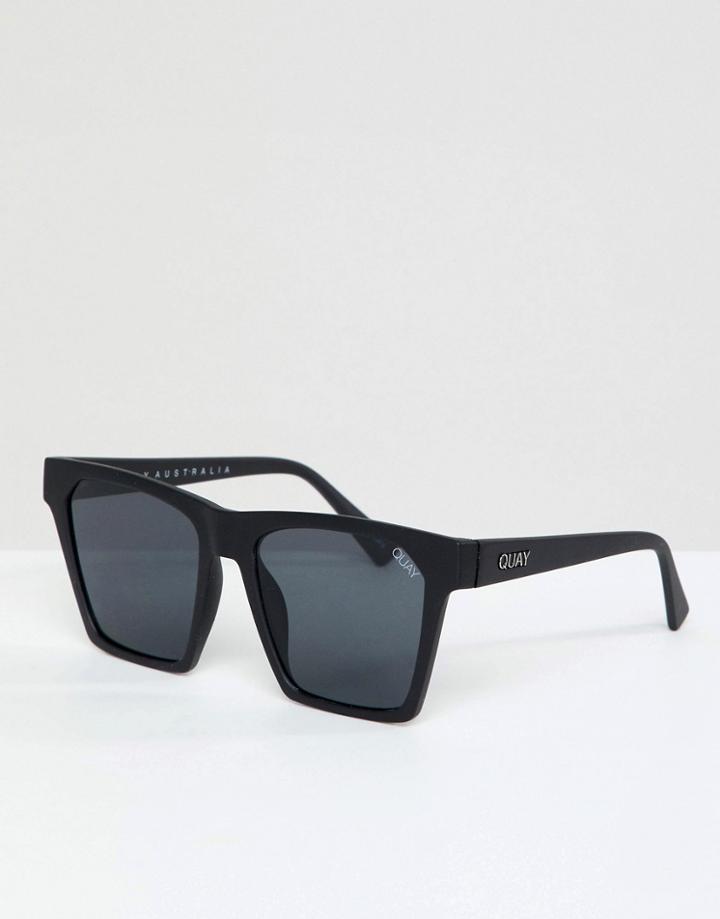 Quay Australia X Missguided Alright Square Sunglasses In Black - Black