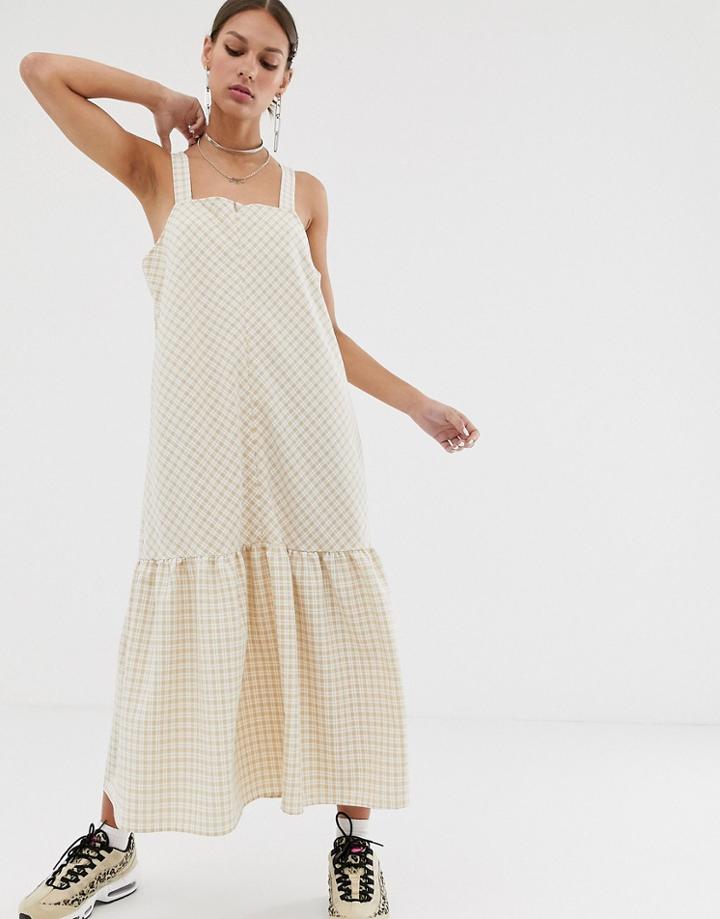 Resume Oxford Gingham Midi Swing Dress - Cream