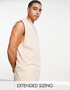Asos Design Oversized Fit Tank Top In Beige-neutral