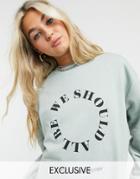 Reclaimed Vintage Inspired Sweatshirt With Circle Slogan Print In Green