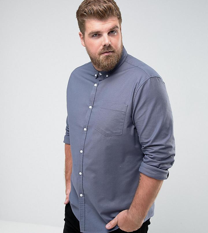 Asos Plus Skinny Oxford Shirt In Blue - Blue