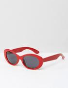 Asos Oval Rounded Sunglasses In Red - Red