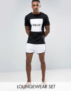 Asos Printed Muscle T-shirt & Runner Short Set - Multi