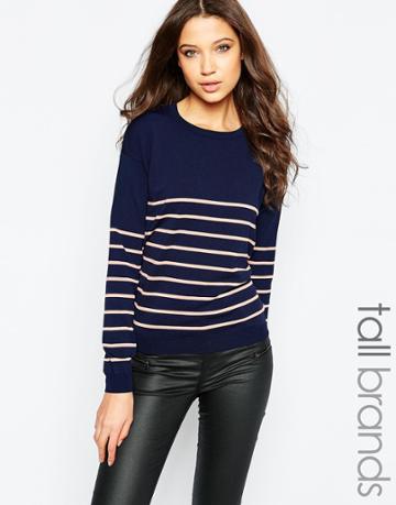 Y.a.s Tall Striped Sweater - Navy