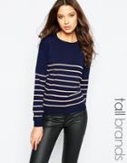 Y.a.s Tall Striped Sweater - Navy
