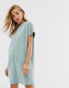 Asos Design Exposed Seam Super Soft T-shirt Dress-green