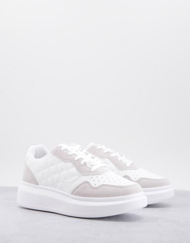 Qupid Chunky Sneakers With Quilting In White