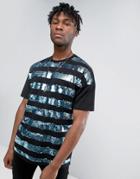 Asos Oversized Longline T-shirt With Sequins In Black - Black
