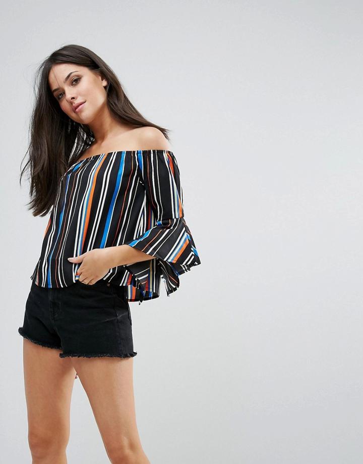 Influence Bardot Stripe Top - Multi